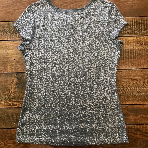 INC Size Med Gray Stretchy T-Shirt With Sequins - Picture 5 of 6